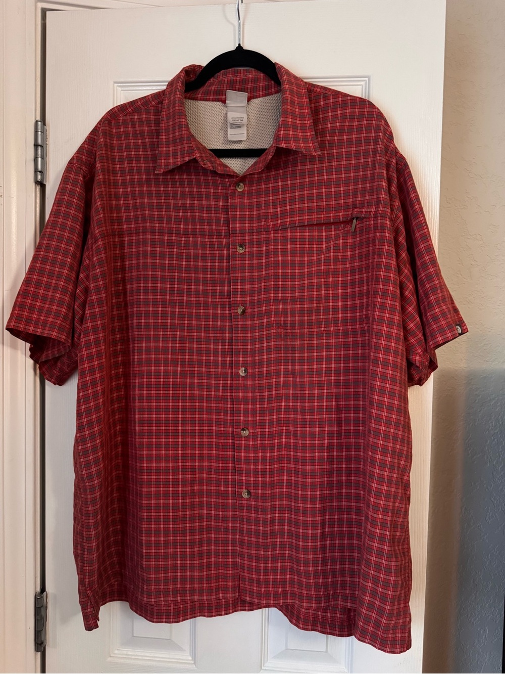 Northface Red Plaid Short-Sleeve Men's outdoors Shirt